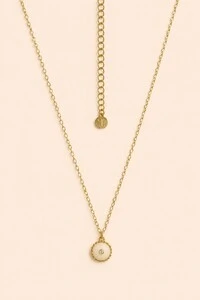 Colar Dourado Pastilha Resina Zircônia Cristal
