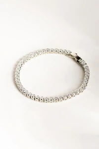 Pulseira Prateada Riviera Zircônia Quadrada