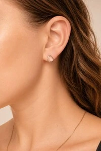 Brinco Gota Cristal Rosa Banho Ouro 18K