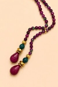 Colar Ayla Gravata Jade Melancia Banho Ouro 18K