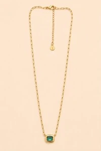 Colar Cubo Turmalina Banho Ouro 18K