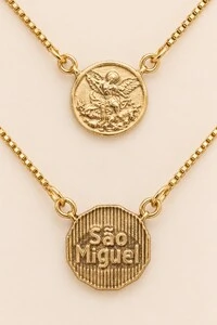 Colar Escapulário São Miguel Banho Ouro 18K