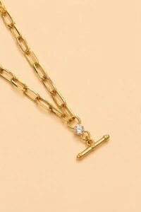 Colar Elos Anne Zircônia Banho Ouro 18K