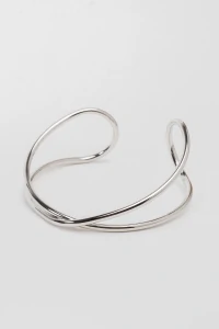 Pulseira Bracelete Prateada Fio Cruzado