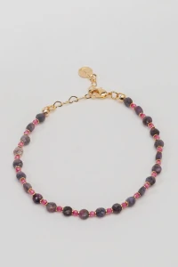 Pulseira Safira Facetada Mini Zircônia Rosa Banho Ouro 18K
