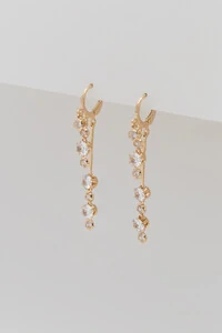 Brinco Palito Cascata Zircônia Banho Ouro 18K