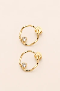 Brinco Aro Orgânico Zircônia Banho Ouro 18K