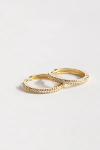 Brinco De Argola Com Zircônias Banho Ouro 18k