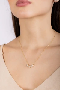 Colar Veneziana Corações Zircônia Banho Ouro 18k