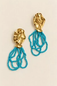 Brinco Elegance Howlita Banho Ouro 18K