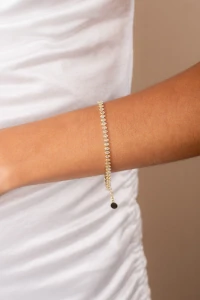 Pulseira Zircônia Navete Dourada