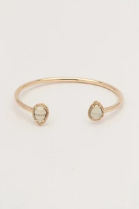 Pulseira Dourada Gota Dupla Resina Off White