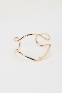 Pulseira Dourada Alva Ondas Ponto De Luz