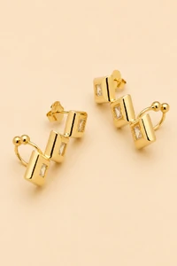 Brinco Earcuff Dourado Formas Zircônia