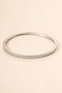 Pulseira Bracelete Prateado Zircônia