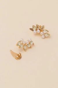 Brinco Siena Earcuff Pérola Gota Aqua Banho Ouro 18K
