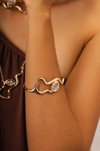 Pulseira Dourada Snake Gota Zircônia