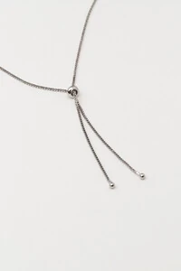 Colar Gravata Prateado Zircônia Cristal