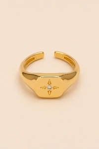Anel Dedinho Estrela Zircônia Banho Ouro 18K