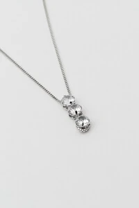 Colar Gravata Prateado Zircônia Cristal