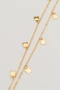 Colar Dourado Longo Cubos