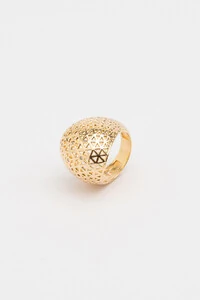 Anel Concha Textura Vazada Banho Ouro 18K