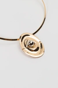 Colar Dourado Aro Placa Orgânica