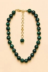 Colar Ayla Jade Verde Banho Ouro 18K