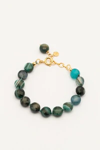 Pulseira Dawn Agatha Azul Mescla Banho Ouro 18K