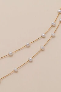 Colar Siena Fio Pérola Natural Banho Ouro 18K