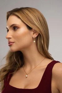 Pingente Duplo Pérola Natural banho Ouro 18K