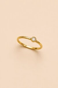 Anel Solitário Zircônia Banho Ouro 18K