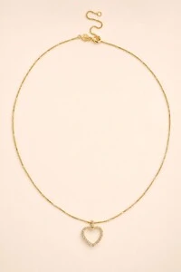Colar Coração Vazado Zircônia Banho Ouro 18k