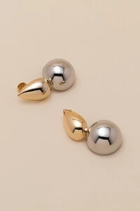 Brinco Alva Duo Color Gota Esfera