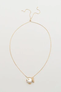 Colar Regulável Peixe Pérola Natural Banho Ouro 18K