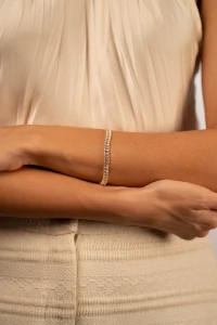 Pulseira Zircônia Baguete Dourada