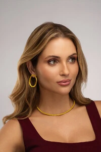 Colar Choker Aro Dourado Vidrilho Lime