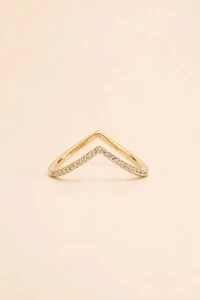 Anel V Zircônia Banho Ouro 18K