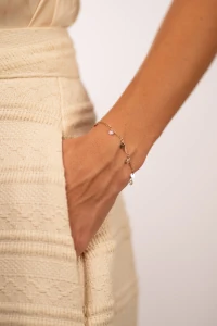 Pulseira Plaquinhas e Zircônias Banho Ouro 18K
