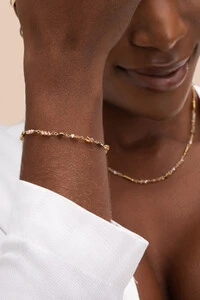 Pulseira Olbia Cristal Golden Hematita Banho Ouro 18K