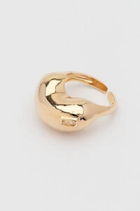 Anel Dourado Bean Zircônia Carrê