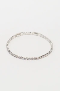 Pulseira Riviera Prateada Zircônia Cristal