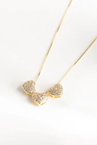 Colar Veneziana Corações Zircônia Banho Ouro 18k