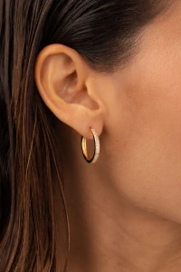 Brinco De Argola Com Zircônias Banho Ouro 18k