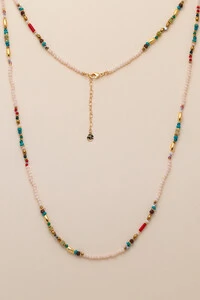 Colar Olbia Beads Mix de Pedras Banho Ouro 18K