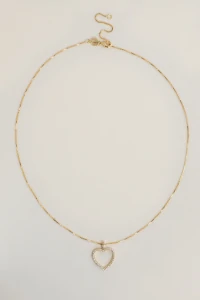 Colar Coração Vazado Zircônia Banho Ouro 18K