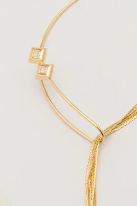 Colar Dourado Aro Gravata Formas Zircônia