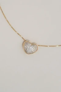 Colar Coração Zircônia Banho ouro 18K