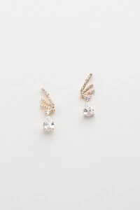 Brinco Palitos Gota Zircônia Banho Ouro 18k