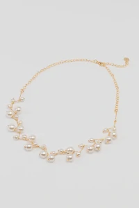 Colar Dourado Pérola Zig Zag